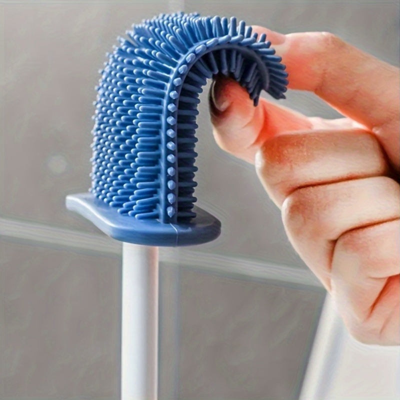 Conjunto de escova de vaso sanitário de silicone 2 peças com suporte de parede