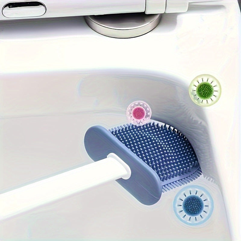 Conjunto de escova de vaso sanitário de silicone 2 peças com suporte de parede