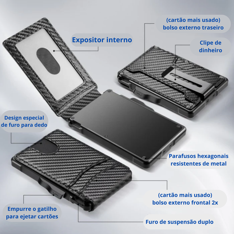 Carteira de Luxo - Ultra Slim Pop Up Wallet