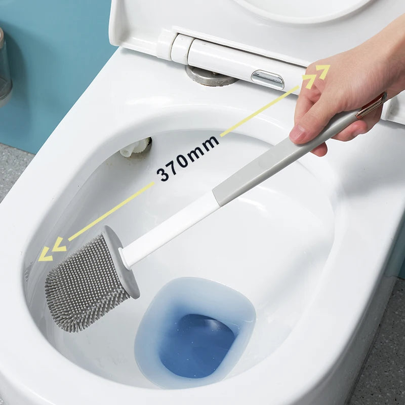 Escova de silicone 2 em 1 para vaso sanitário com cabo longo