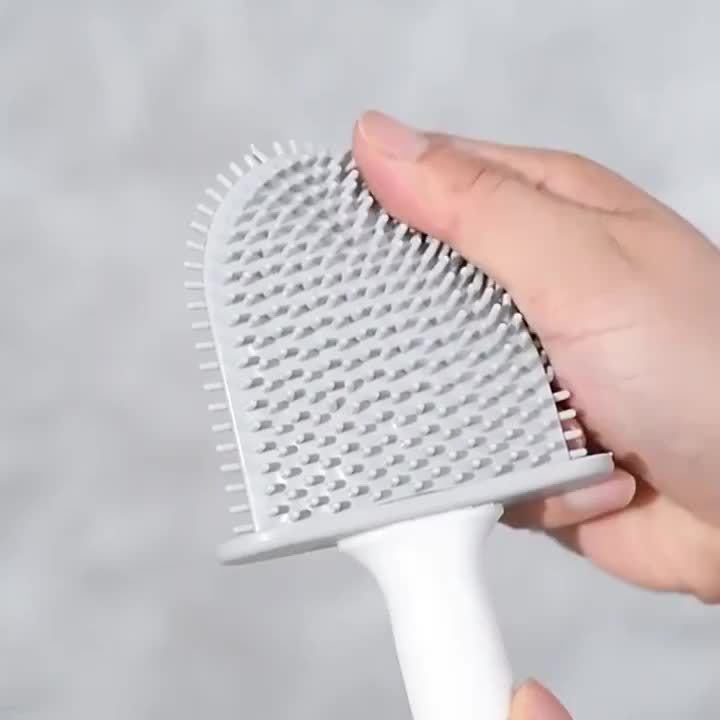 Conjunto de escova de vaso sanitário de silicone 2 peças com suporte de parede